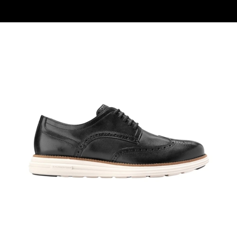 Cole Haan Men’s Original Grand Remastered Leather Wingtip Oxfords - Black Ivory - Picture 6 of 9
